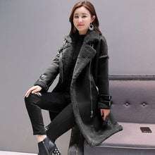 Load image into Gallery viewer, Women Faux Leather Lambs Wool Coat Female Long Thick Warm Shearling Coats Suede Leather Jackets Autumn Winter Female Outerwear - Larry's Anything Goes