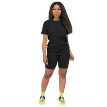 Load image into Gallery viewer, Women Tracksuit 2 Piece Set Solid Short Sleeve Crop Tops T-Shirt Short Pants Suit Matching Set Female Joggers Sportwear Fitness - Larry's Anything Goes
