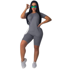 Load image into Gallery viewer, Women Tracksuit 2 Piece Set Solid Short Sleeve Crop Tops T-Shirt Short Pants Suit Matching Set Female Joggers Sportwear Fitness - Larry's Anything Goes