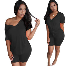 Load image into Gallery viewer, Women Tracksuit 2 Piece Set Solid Short Sleeve Crop Tops T-Shirt Short Pants Suit Matching Set Female Joggers Sportwear Fitness - Larry's Anything Goes