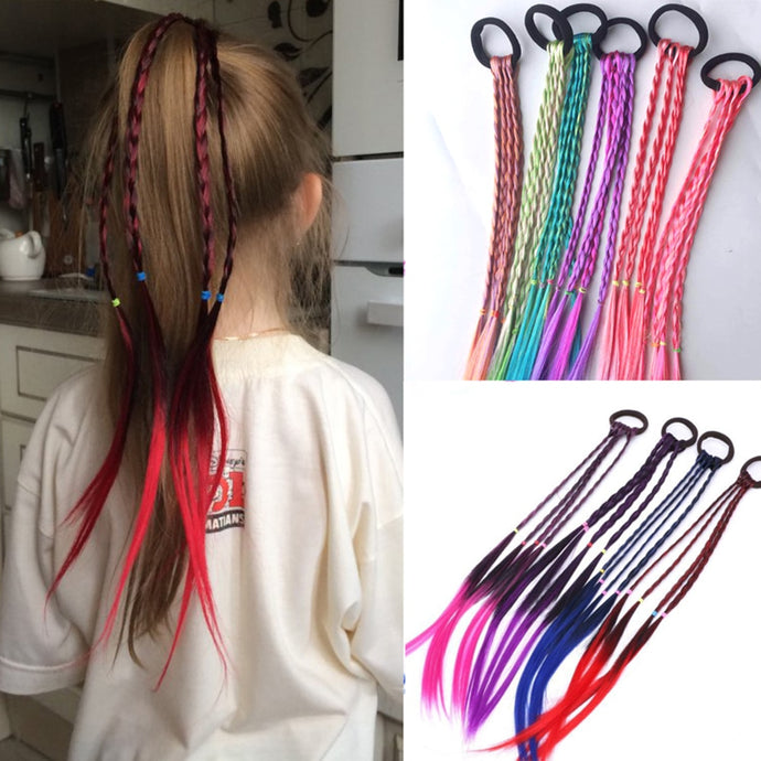 New Cute Girls Elastic Hair Rope Rubber Bands Braides Hair Accessories Wig Ponytail Hair Ring Kids Twist Braid Rope Hair Braider - Larry's Anything Goes