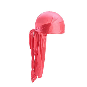 2019 New Unisex Long Silk Satin Breathable Turban Hat Wigs Doo Durag Biker Headwrap Chemo Cap Pirate Hat Men Hair Accessories - Larry's Anything Goes