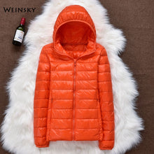 Load image into Gallery viewer, Winter Women Ultralight Thin Down Jacket White Duck Down Hooded Jackets Long Sleeve Warm Coat Parka Female Portable Outwear - Larry's Anything Goes