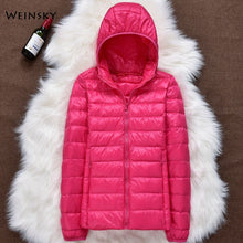 Load image into Gallery viewer, Winter Women Ultralight Thin Down Jacket White Duck Down Hooded Jackets Long Sleeve Warm Coat Parka Female Portable Outwear - Larry's Anything Goes
