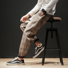 Load image into Gallery viewer, Dropshipping Japanese Streerwear Men Plaid Pants 2020 Autumn Fashion Slim Man Casual Trousers Korean Male Harem Pants - Larry's Anything Goes