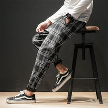 Load image into Gallery viewer, Dropshipping Japanese Streerwear Men Plaid Pants 2020 Autumn Fashion Slim Man Casual Trousers Korean Male Harem Pants - Larry's Anything Goes