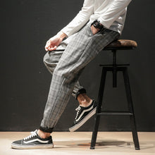 Load image into Gallery viewer, Dropshipping Japanese Streerwear Men Plaid Pants 2020 Autumn Fashion Slim Man Casual Trousers Korean Male Harem Pants - Larry's Anything Goes