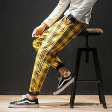 Load image into Gallery viewer, Dropshipping Japanese Streerwear Men Plaid Pants 2020 Autumn Fashion Slim Man Casual Trousers Korean Male Harem Pants - Larry's Anything Goes