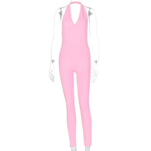 Load image into Gallery viewer, Simenual Solid Bodycon Halter Women Long Jumpsuits Skinny Backless Sleeveless Workout Overalls Sportswear Fashion Basic Jumpsuit - Larry's Anything Goes