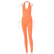 Load image into Gallery viewer, Simenual Solid Bodycon Halter Women Long Jumpsuits Skinny Backless Sleeveless Workout Overalls Sportswear Fashion Basic Jumpsuit - Larry's Anything Goes