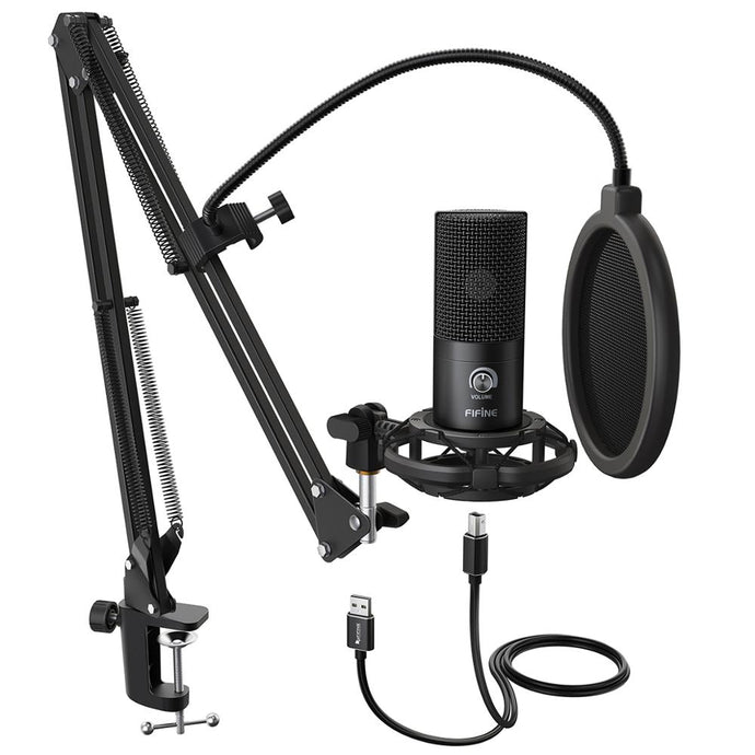 FIFINE Studio Condenser USB Computer Microphone Kit With Adjustable Scissor Arm Stand Shock Mount for YouTube Voice Overs-T669 - Larry's Anything Goes