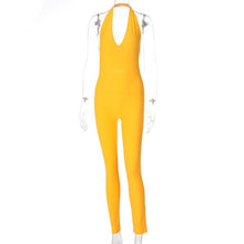 Load image into Gallery viewer, Simenual Solid Bodycon Halter Women Long Jumpsuits Skinny Backless Sleeveless Workout Overalls Sportswear Fashion Basic Jumpsuit - Larry's Anything Goes