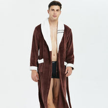 Load image into Gallery viewer, Men Casual Kimono Bathrobe Autumn Winter Flannel Long Robe Thick Warm Sleepwear Plus Size 3XL Nightgown Male Loose Home Wear - Larry's Anything Goes