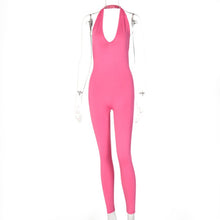 Load image into Gallery viewer, Simenual Solid Bodycon Halter Women Long Jumpsuits Skinny Backless Sleeveless Workout Overalls Sportswear Fashion Basic Jumpsuit - Larry's Anything Goes