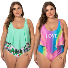 Load image into Gallery viewer, 2021 Summer Plus Size Two Pieces Women's Bikinis Set Cactus/Letter Printed Ruffle Big Swimsuit Large Female Swimming Suits 5XL - Larry's Anything Goes