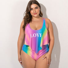 Load image into Gallery viewer, 2021 Summer Plus Size Two Pieces Women's Bikinis Set Cactus/Letter Printed Ruffle Big Swimsuit Large Female Swimming Suits 5XL - Larry's Anything Goes