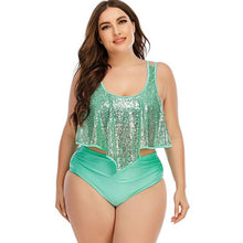 Load image into Gallery viewer, 2021 Summer Plus Size Two Pieces Women's Bikinis Set Cactus/Letter Printed Ruffle Big Swimsuit Large Female Swimming Suits 5XL - Larry's Anything Goes