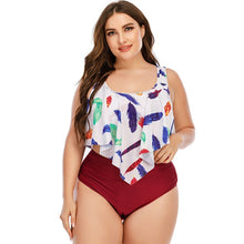 Load image into Gallery viewer, 2021 Summer Plus Size Two Pieces Women's Bikinis Set Cactus/Letter Printed Ruffle Big Swimsuit Large Female Swimming Suits 5XL - Larry's Anything Goes