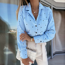 Load image into Gallery viewer, Pocket Long Sleeve Turn Down Collar Women Blouse Office Lady Polka Dot Cotton Casual Shirts 2021 New Spring - Larry's Anything Goes