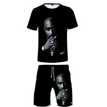 Load image into Gallery viewer, Tupac Amaru Shakur Two Pieces Sets Men 3D T Shirts+Shorts Suit Men Summer Tops Tees Rapper Tupac Fashion T-shirt Men Clothing - Larry's Anything Goes
