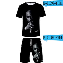 Load image into Gallery viewer, Tupac Amaru Shakur Two Pieces Sets Men 3D T Shirts+Shorts Suit Men Summer Tops Tees Rapper Tupac Fashion T-shirt Men Clothing - Larry's Anything Goes