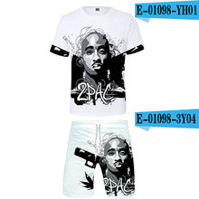 Load image into Gallery viewer, Tupac Amaru Shakur Two Pieces Sets Men 3D T Shirts+Shorts Suit Men Summer Tops Tees Rapper Tupac Fashion T-shirt Men Clothing - Larry's Anything Goes