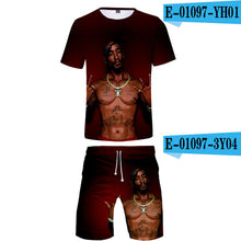 Load image into Gallery viewer, Tupac Amaru Shakur Two Pieces Sets Men 3D T Shirts+Shorts Suit Men Summer Tops Tees Rapper Tupac Fashion T-shirt Men Clothing - Larry's Anything Goes