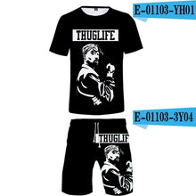 Load image into Gallery viewer, Tupac Amaru Shakur Two Pieces Sets Men 3D T Shirts+Shorts Suit Men Summer Tops Tees Rapper Tupac Fashion T-shirt Men Clothing - Larry's Anything Goes