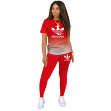 Load image into Gallery viewer, Tracksuits Women 2 Pieces Sets short Sleeve O-Neck Pullover Top Trousers Sportswear Sports Suit Female Clothes Spring 2021 New - Larry's Anything Goes