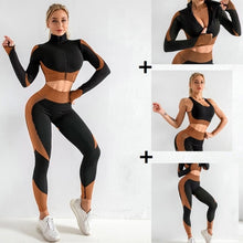 Load image into Gallery viewer, 3 PCS Women Yoga Sets Fitness Sport Wear Leggings High Support Bra Crop Top Workout Clothes Gym Seamless Yoga Suits Gym Clothes - Larry's Anything Goes