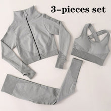 Load image into Gallery viewer, 3 PCS Women Yoga Sets Fitness Sport Wear Leggings High Support Bra Crop Top Workout Clothes Gym Seamless Yoga Suits Gym Clothes - Larry's Anything Goes
