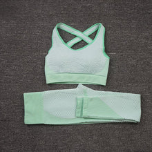 Load image into Gallery viewer, 3 PCS Women Yoga Sets Fitness Sport Wear Leggings High Support Bra Crop Top Workout Clothes Gym Seamless Yoga Suits Gym Clothes - Larry's Anything Goes