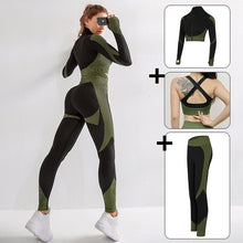 Load image into Gallery viewer, 3 PCS Women Yoga Sets Fitness Sport Wear Leggings High Support Bra Crop Top Workout Clothes Gym Seamless Yoga Suits Gym Clothes - Larry's Anything Goes
