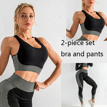 Load image into Gallery viewer, 3 PCS Women Yoga Sets Fitness Sport Wear Leggings High Support Bra Crop Top Workout Clothes Gym Seamless Yoga Suits Gym Clothes - Larry's Anything Goes
