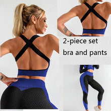 Load image into Gallery viewer, 3 PCS Women Yoga Sets Fitness Sport Wear Leggings High Support Bra Crop Top Workout Clothes Gym Seamless Yoga Suits Gym Clothes - Larry's Anything Goes