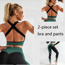 Load image into Gallery viewer, 3 PCS Women Yoga Sets Fitness Sport Wear Leggings High Support Bra Crop Top Workout Clothes Gym Seamless Yoga Suits Gym Clothes - Larry's Anything Goes