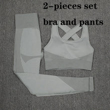 Load image into Gallery viewer, 3 PCS Women Yoga Sets Fitness Sport Wear Leggings High Support Bra Crop Top Workout Clothes Gym Seamless Yoga Suits Gym Clothes - Larry's Anything Goes