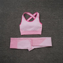Load image into Gallery viewer, 3 PCS Women Yoga Sets Fitness Sport Wear Leggings High Support Bra Crop Top Workout Clothes Gym Seamless Yoga Suits Gym Clothes - Larry's Anything Goes
