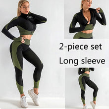Load image into Gallery viewer, 3 PCS Women Yoga Sets Fitness Sport Wear Leggings High Support Bra Crop Top Workout Clothes Gym Seamless Yoga Suits Gym Clothes - Larry's Anything Goes