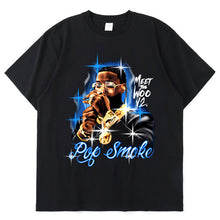 Load image into Gallery viewer, 2021 New Pop Smoke Fashion T Shirt Hip Hop Streetwear Male T-Shirt Men Rapper The Woo King Casual Tops 100% Cotton Tee Shirt - Larry's Anything Goes