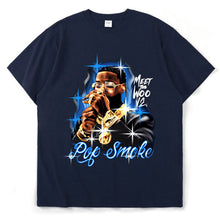 Load image into Gallery viewer, 2021 New Pop Smoke Fashion T Shirt Hip Hop Streetwear Male T-Shirt Men Rapper The Woo King Casual Tops 100% Cotton Tee Shirt - Larry's Anything Goes