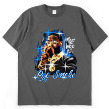 Load image into Gallery viewer, 2021 New Pop Smoke Fashion T Shirt Hip Hop Streetwear Male T-Shirt Men Rapper The Woo King Casual Tops 100% Cotton Tee Shirt - Larry's Anything Goes