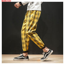 Load image into Gallery viewer, Dropshipping Japanese Streerwear Men Plaid Pants 2020 Autumn Fashion Slim Man Casual Trousers Korean Male Harem Pants - Larry's Anything Goes