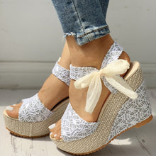Load image into Gallery viewer, INS Hot Lace Leisure Women Wedges Heeled Women Shoes 2021 Summer Sandals Party Platform High Heels Shoes Woman - Larry's Anything Goes