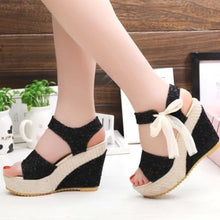 Load image into Gallery viewer, INS Hot Lace Leisure Women Wedges Heeled Women Shoes 2021 Summer Sandals Party Platform High Heels Shoes Woman - Larry's Anything Goes