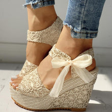 Load image into Gallery viewer, INS Hot Lace Leisure Women Wedges Heeled Women Shoes 2021 Summer Sandals Party Platform High Heels Shoes Woman - Larry's Anything Goes