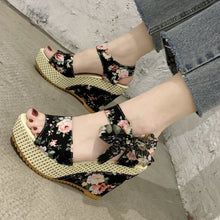 Load image into Gallery viewer, INS Hot Lace Leisure Women Wedges Heeled Women Shoes 2021 Summer Sandals Party Platform High Heels Shoes Woman - Larry's Anything Goes
