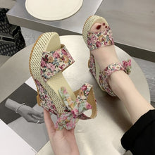 Load image into Gallery viewer, INS Hot Lace Leisure Women Wedges Heeled Women Shoes 2021 Summer Sandals Party Platform High Heels Shoes Woman - Larry's Anything Goes