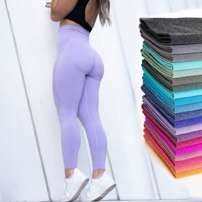 Curve Contour Seamless Leggings Yoga Pants Gym Outfits Workout Clothes Fitness Sport Women Fashion Wear Solid Pink Lilac Stretch - Larry's Anything Goes
