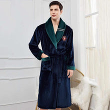 Load image into Gallery viewer, Men Casual Kimono Bathrobe Autumn Winter Flannel Long Robe Thick Warm Sleepwear Plus Size 3XL Nightgown Male Loose Home Wear - Larry's Anything Goes
